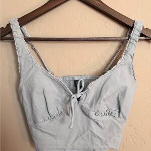 Wild Fable Light Blue Lace-Up Crop Top | Size Small